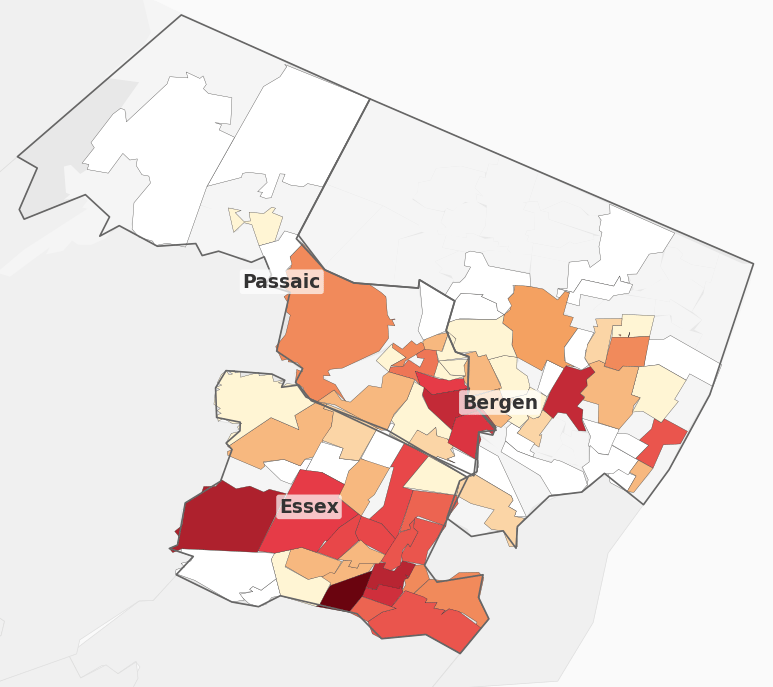 New Jersey power outage map by ZIP code