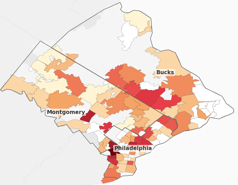 Pennsylvania power outage map by ZIP code